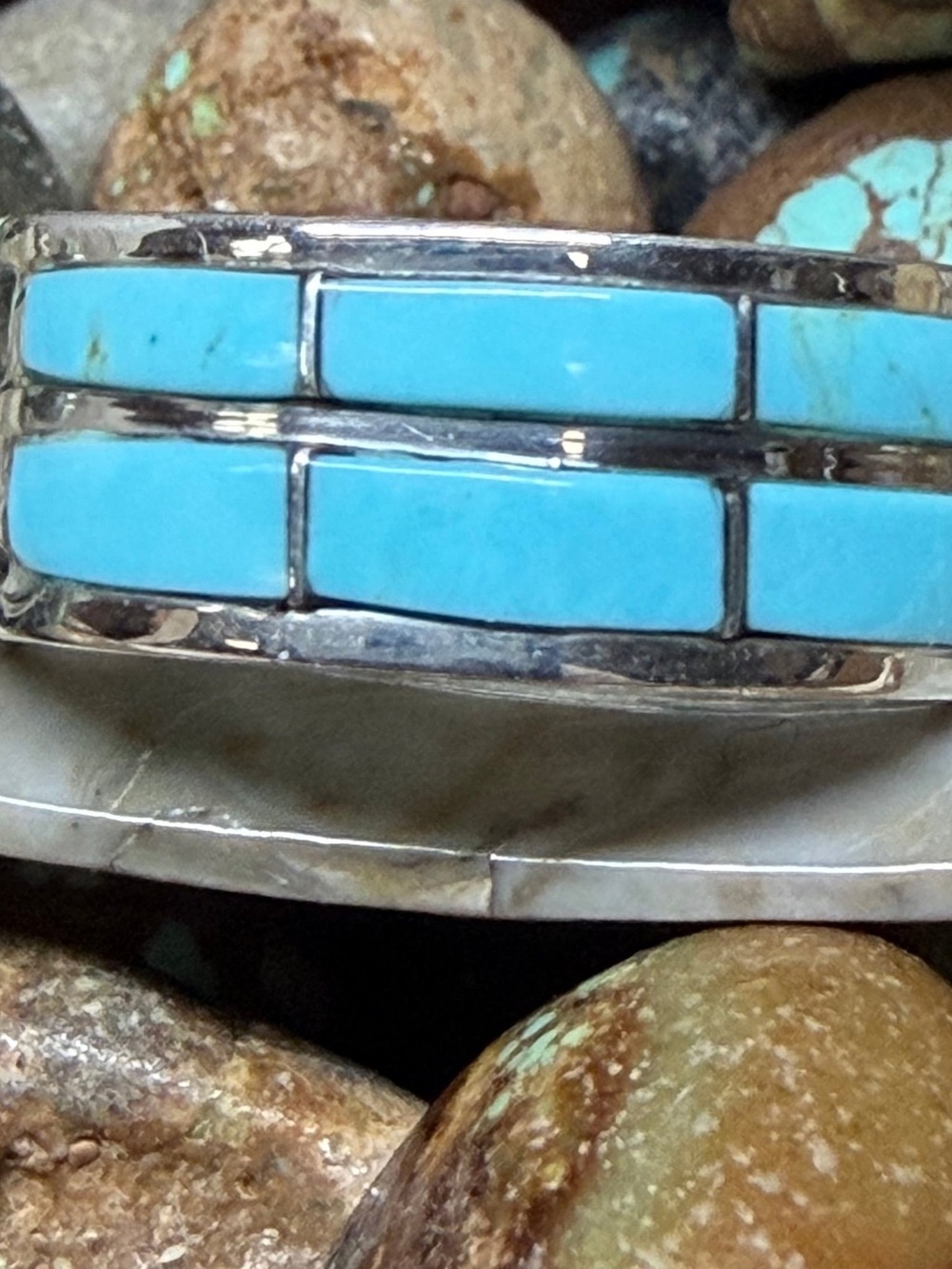 Turquoise Inlay Silver ring- Women Jewelry
